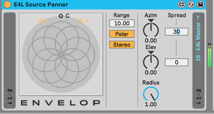 Плагин Source Panner Envelop, кодирующий одно-или двухканальный звуковой сигнал в формат Ambisonics
